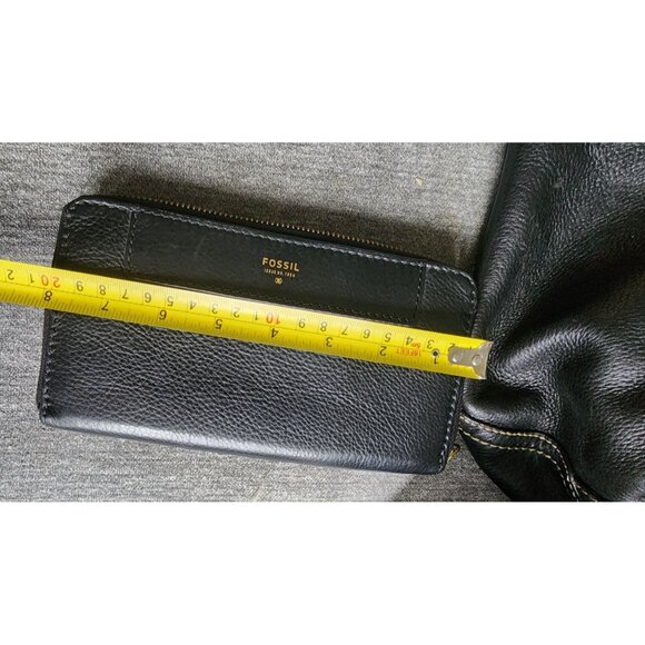 VTG Large Fossil 75082 Black Pebbled Leather Classic Style Handbag W Free Wallet - Picture 12 of 15